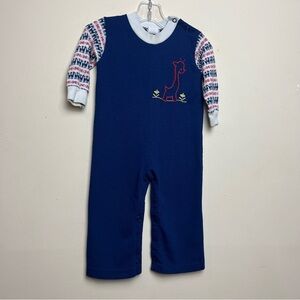 Vintage Play Pals By Atlanta Kids Blue Giraffe Romper Jumpsuit 1970s